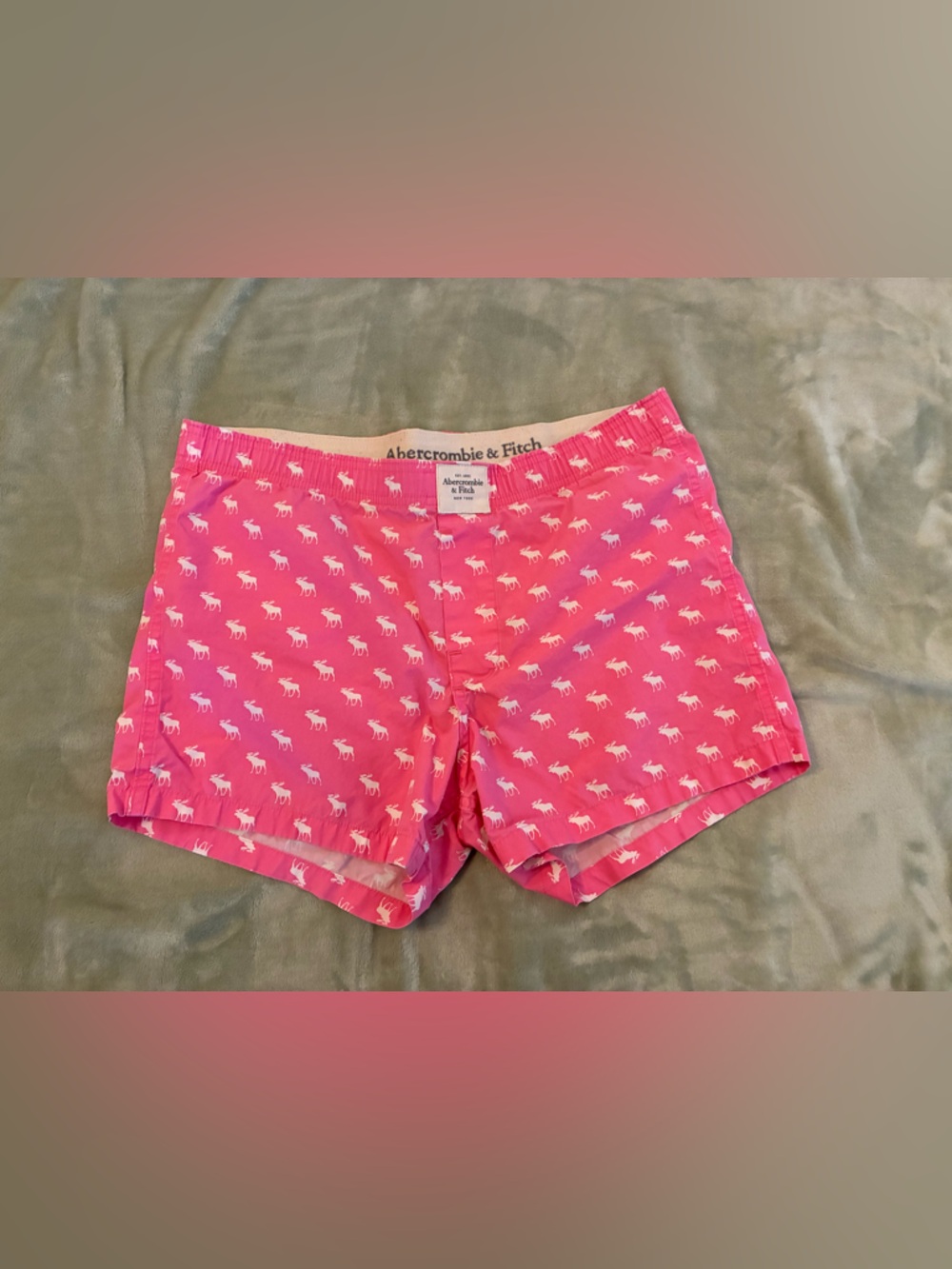 Women’s Abercrombie & Fitch Pink Moose Print Boxer Shorts Size Small